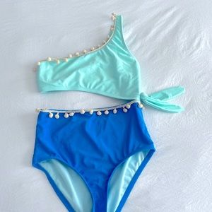 Heart and Harmony Blue-Green kids bathing suit size 12